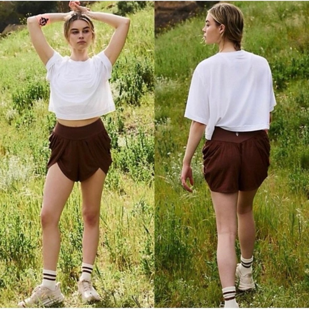 FP Movement by Free People Find Your Flow Shorts argon oil brown XS new nwt - Picture 2 of 7